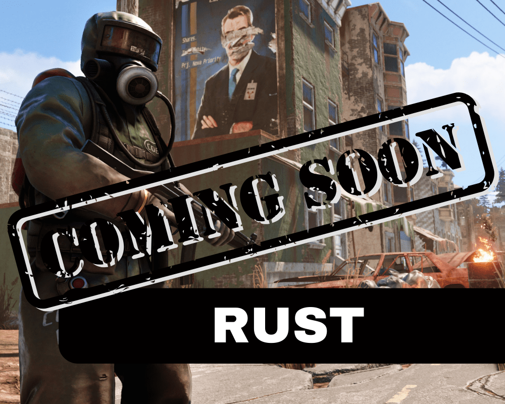 Rust game server coming soon banner.